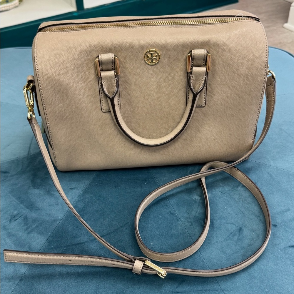 Tory Burch Beige Leather bowling ball Satchel